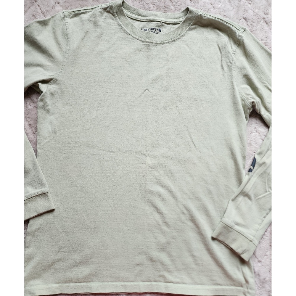 Carhartt Womens Loose Fit Long Sleeve Graphic Logo T-Shirt Sage Green S 4-6